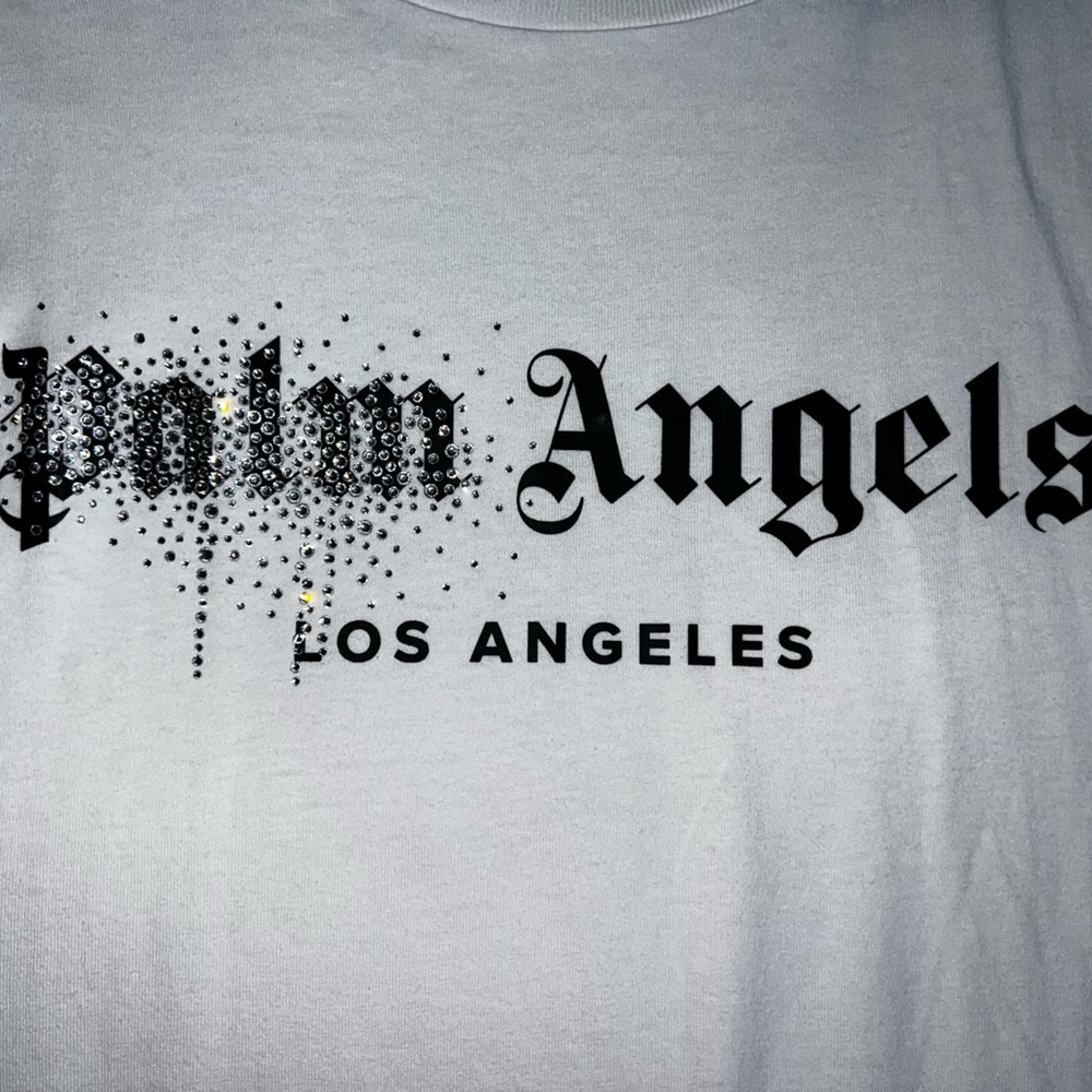 Palm Angels rhinestone white tshirt, brand new with tags, size small